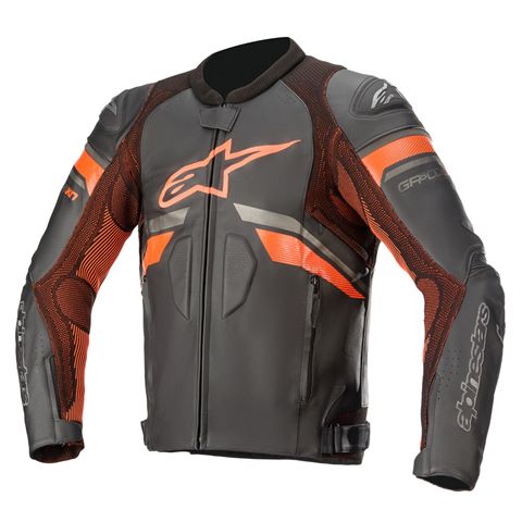 Alpinestars GP Plus R V3 Rideknit Leather Jacket Black Fluo Red search result image.