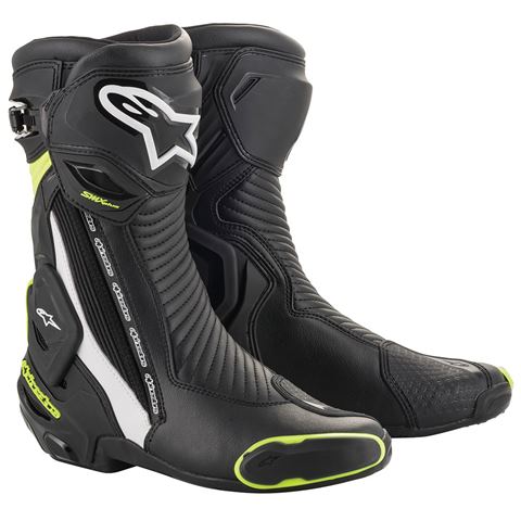 Alpinestars SMX Plus v2 Boots Black White & Yellow Fluo search result image.