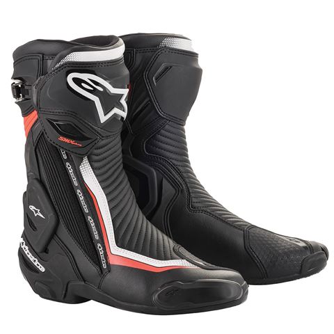Alpinestars SMX Plus v2 Boots Black White & Red Fluo search result image.