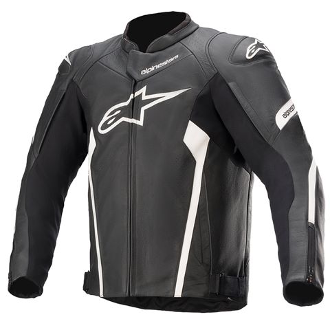 Alpinestars Faster V2 Leather Jacket Black White search result image.