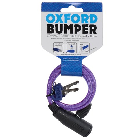 Oxford Bumper Cable Lock Purple 6mm x 600mm search result image.